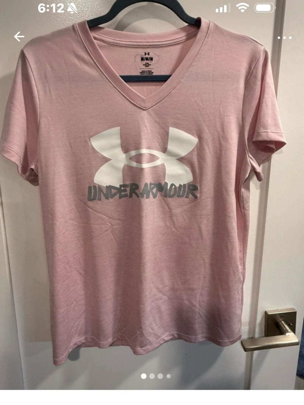 Under Armour Light Pink V-Neck Logo Tee
